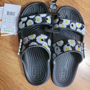 Crocs classic sandals vacay vibes print
